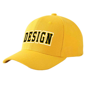 Custom Gold Black-Gold Curved Eaves Sport Design Baseball Cap