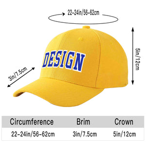 Custom Gold Royal-White Curved Eaves Sport Design Baseball Cap