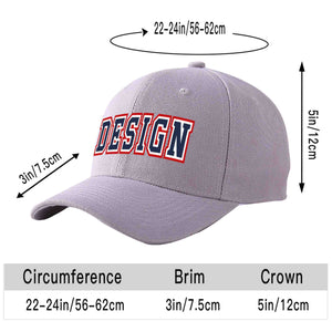 Custom Gray Navy-White Curved Eaves Sport Design Baseball Cap