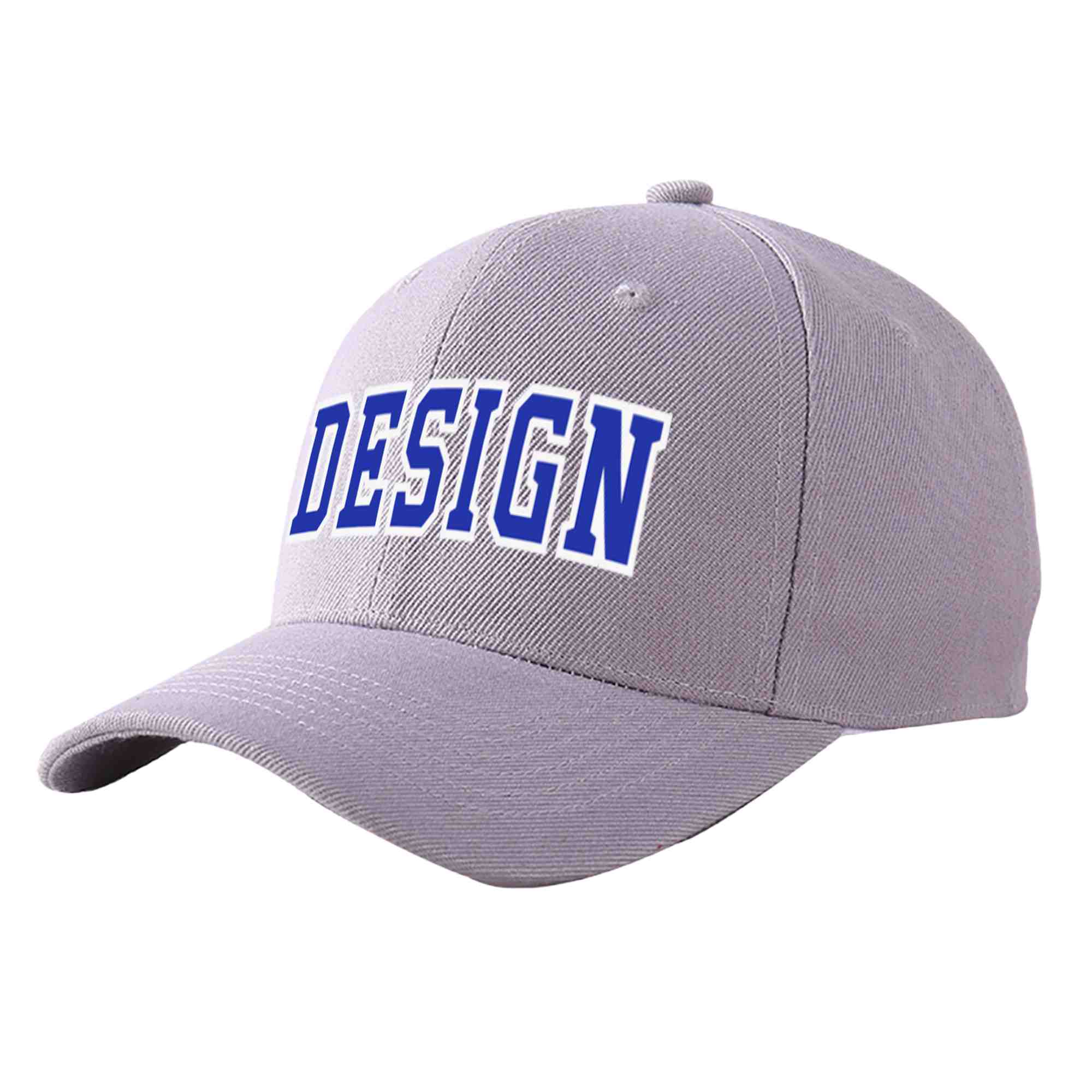 Custom Gray Royal-White Curved Eaves Sport Design Baseball Cap