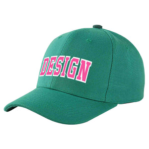 Casquette de baseball incurvée personnalisée vert clair rose-blanc avec avant-toit