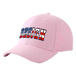 Casquette de baseball personnalisée rose vintage avec drapeau des États-Unis et avant-toit incurvé doré