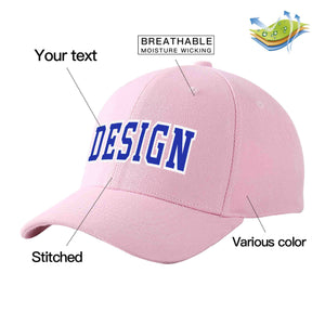 Custom Pink Royal-White Curved Eaves Sport Design Baseball Cap