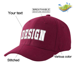 Custom Red Wine White-Gray Curved Eaves Sport Design Baseball Cap