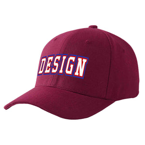 Casquette de baseball de conception de sport d'avant-toit incurvé blanc-rouge de vin rouge personnalisé