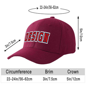 Custom Red Wine Red-Navy Curved Eaves Sport Design Baseball Cap