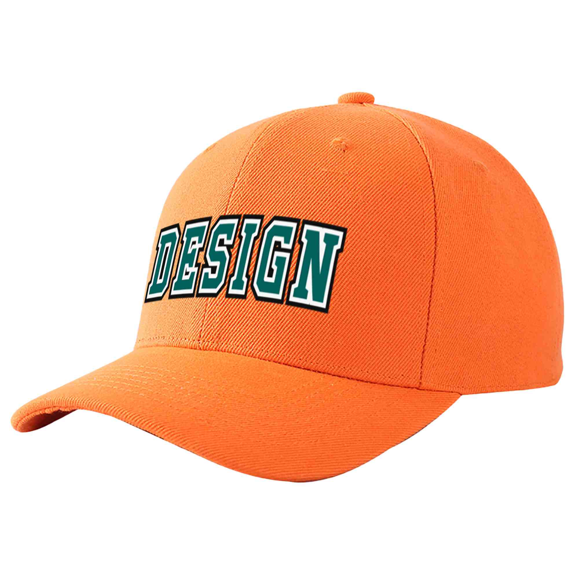 Custom Orange Aqua-White Curved Eaves Sport Design Baseball Cap