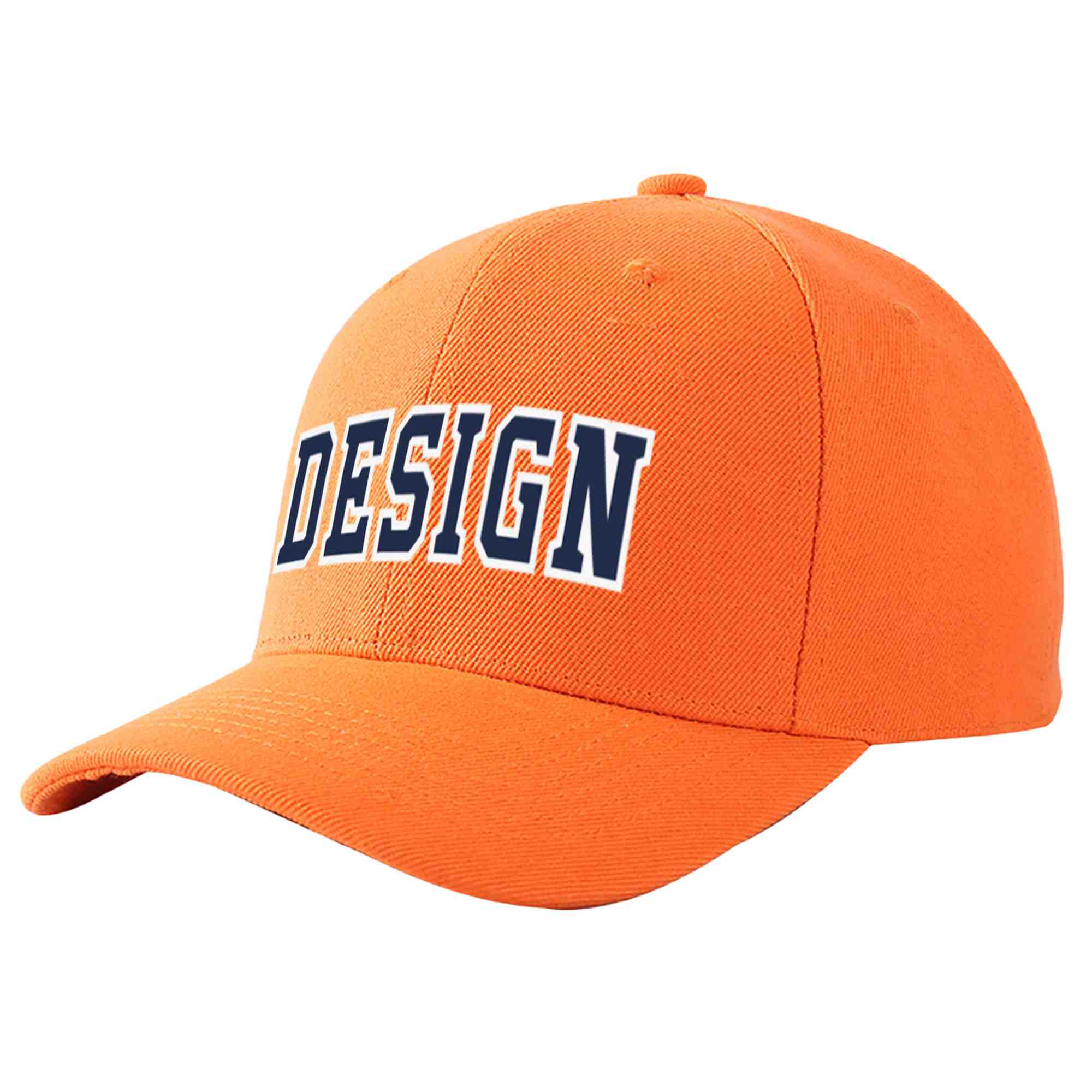 Custom Orange Navy-White Curved Eaves Sport Design Baseball Cap