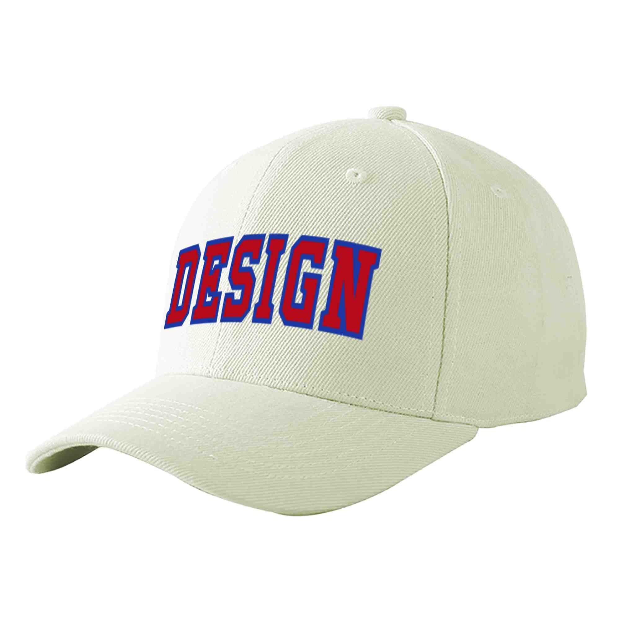 Custom Cream Red-Royal Curved Eaves Sport Design Baseball Cap