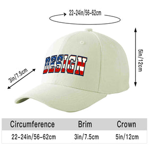 Custom Cream Vintage USA Flag-Gold Curved Eaves Sport Design Baseball Cap