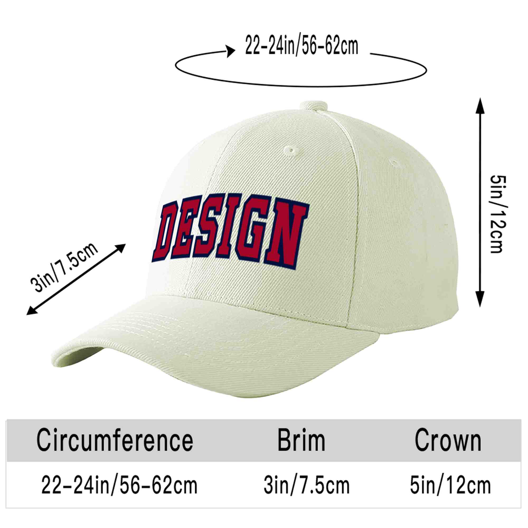 Custom Cream Red-Navy Curved Eaves Sport Design Baseball Cap