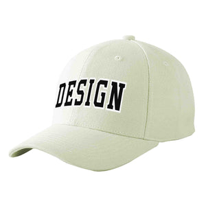 Casquette de baseball de conception de sport incurvée noir-blanc crème personnalisée