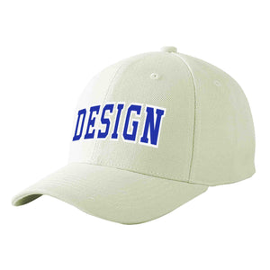 Custom Cream Royal-White Curved Eaves Sport Design Baseball Cap