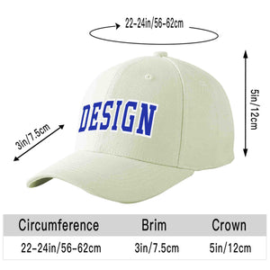 Custom Cream Royal-White Curved Eaves Sport Design Baseball Cap