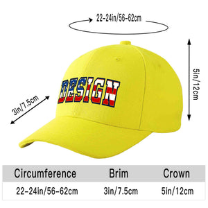 Custom Yellow Vintage USA Flag-Gold Curved Eaves Sport Design Baseball Cap