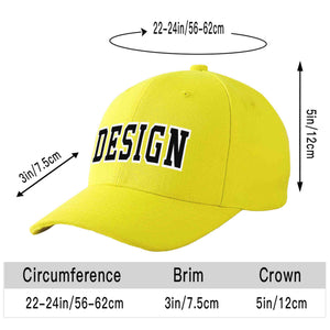 Casquette de baseball incurvée personnalisée jaune noir-blanc avec avant-toit