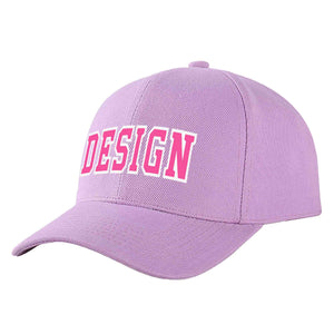 Custom Light Purple Pink-White Curved Eaves Sport Design Baseball Cap