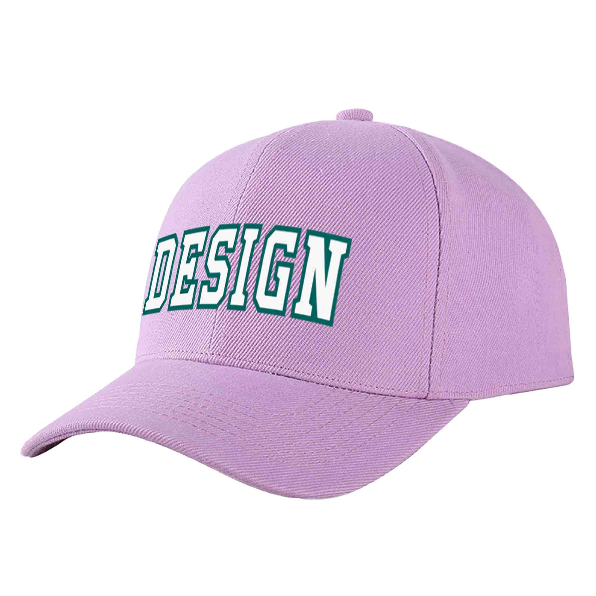 Casquette de baseball personnalisée violet clair blanc-aqua courbée Eaves Sport Design