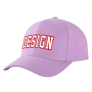 Casquette de baseball personnalisée, violet clair, blanc-rouge, design sportif, avec avant-toit incurvé