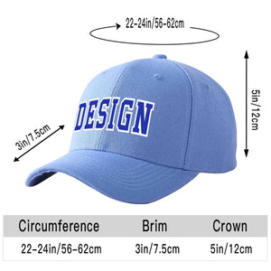 Custom Sky Blue Royal-White Curved Eaves Sport Design Baseball Cap