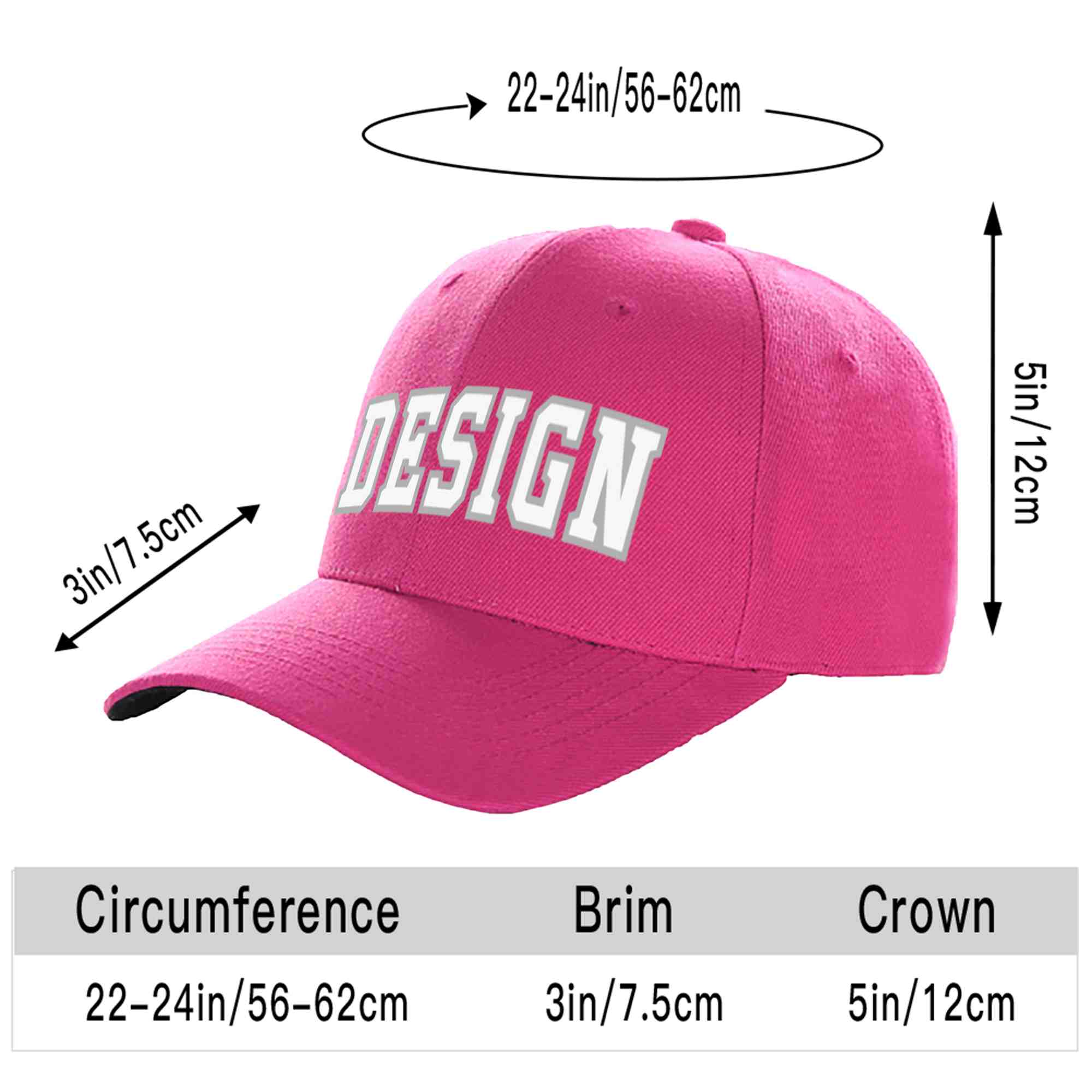 Custom Rose Red White-Gray Curved Eaves Sport Design Baseball Cap