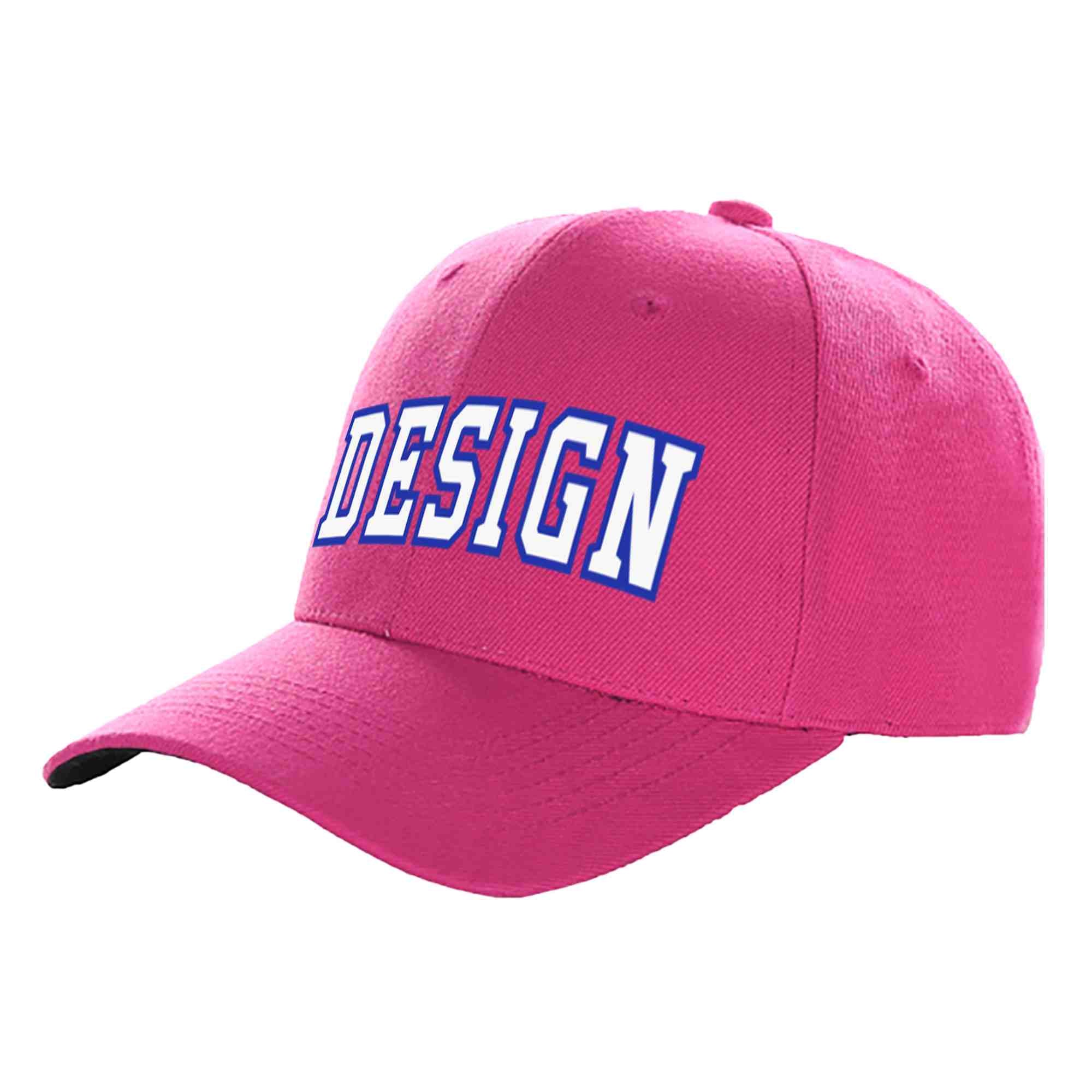 Custom Rose Red White-Royal Curved Eaves Sport Design Baseball Cap