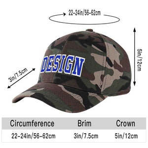 Custom Camo Royal-White Curved Eaves Sport Design Baseball Cap