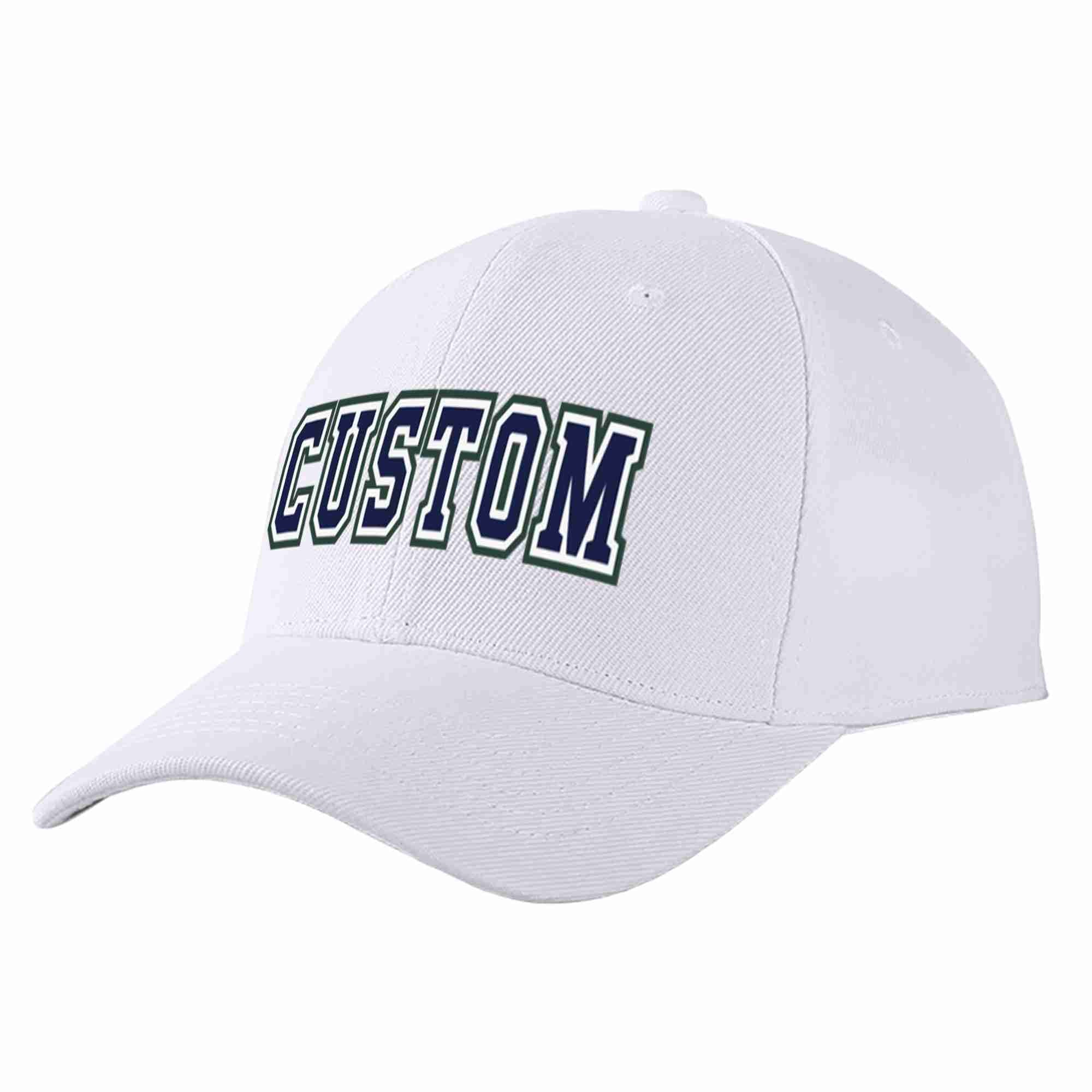 Custom White Navy-White Curved Eaves Sport Baseball Cap Design for Men/Women/Youth