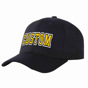 Conception personnalisée de casquette de baseball de sport incurvée noir or-noir pour hommes/femmes/jeunes