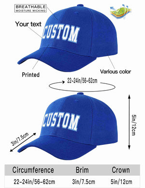 Custom Royal White-Light Blue Curved Eaves Sport Baseball Cap Design for Men/Women/Youth