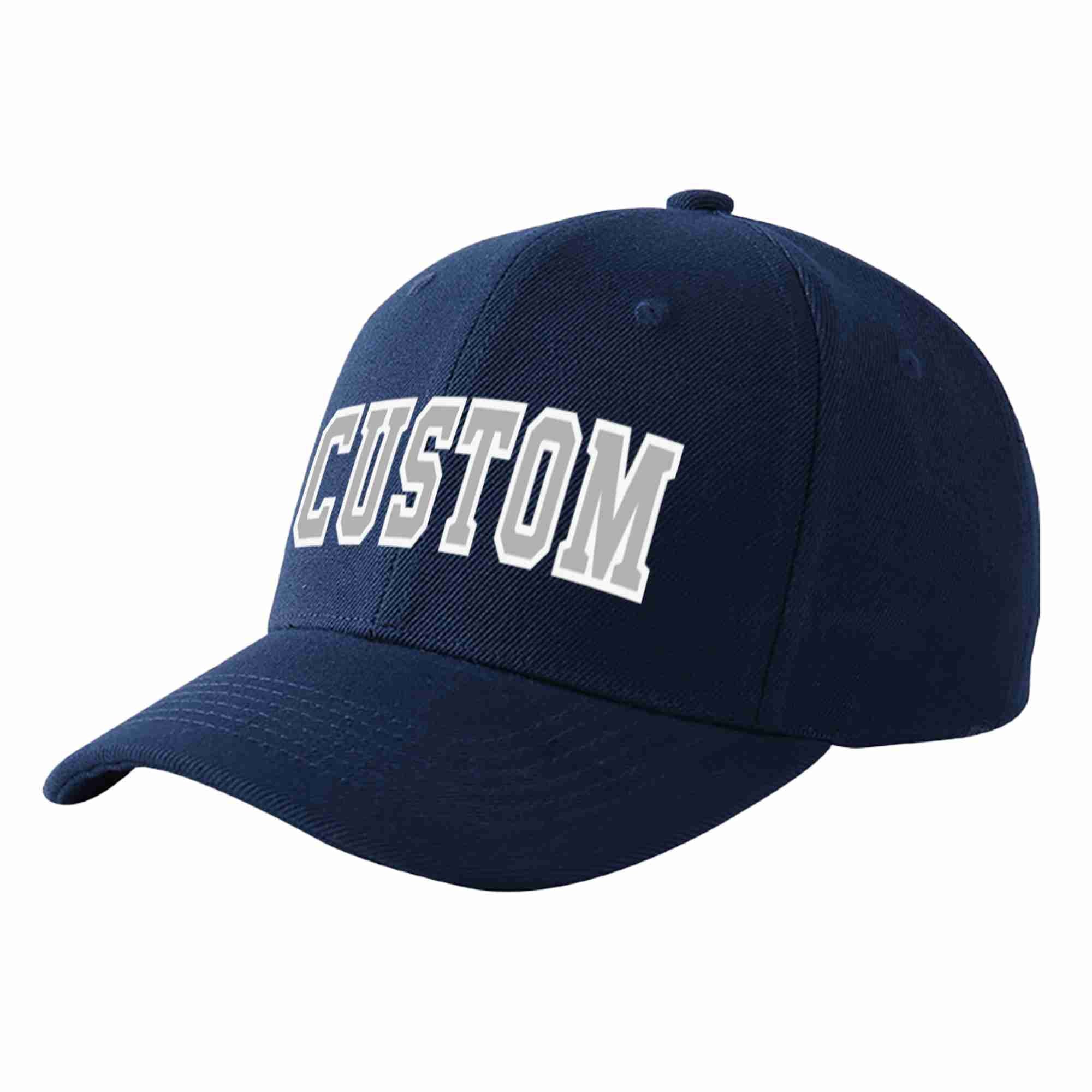 Conception personnalisée de casquette de baseball de sport incurvée gris-blanc pour hommes/femmes/jeunes