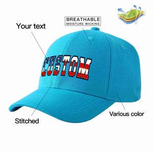 Custom Aqua Vintage USA Flag-Gold Curved Eaves Sport Baseball Cap Design for Men/Women/Youth