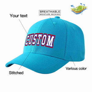 Custom Aqua White-Royal Curved Eaves Sport Baseball Cap Design for Men/Women/Youth