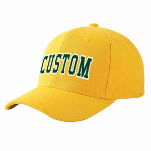 Conception personnalisée de casquette de baseball de sport courbée en or vert-blanc pour hommes/femmes/jeunes