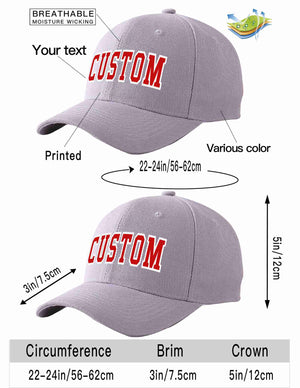 Custom Gray Red-White Curved Eaves Sport Baseball Cap Design for Men/Women/Youth