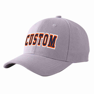 Custom Gray Navy-Orange Curved Eaves Sport Baseball Cap Design for Men/Women/Youth