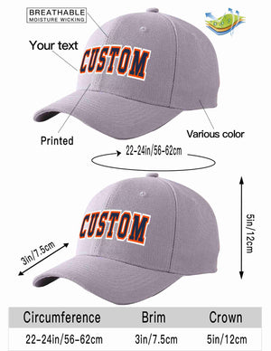 Custom Gray Navy-Orange Curved Eaves Sport Baseball Cap Design for Men/Women/Youth