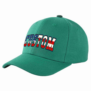 Custom Light Green Vintage USA Flag-Gold Curved Eaves Sport Baseball Cap Design for Men/Women/Youth