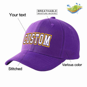 Custom Purple White-Purple Curved Eaves Sport Baseball Cap Design for Men/Women/Youth