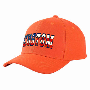 Custom Tangerine Vintage USA Flag-Gold Curved Eaves Sport Baseball Cap Design for Men/Women/Youth