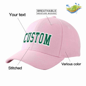 Custom Pink Kelly Green-White Curved Eaves Sport Baseball Cap Design for Men/Women/Youth