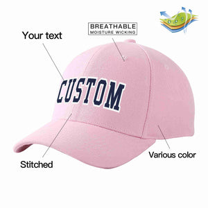 Conception personnalisée de casquette de baseball de sport incurvée rose marine-blanc pour hommes/femmes/jeunes