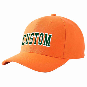 Conception personnalisée de casquette de baseball de sport incurvée orange vert-blanc pour hommes/femmes/jeunes