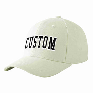 Custom Cream Black-White Curved Eaves Sport Baseball Cap Design for Men/Women/Youth