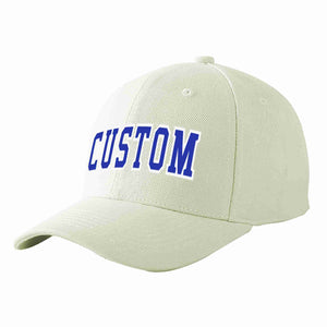 Custom Cream Royal-White Curved Eaves Sport Baseball Cap Design for Men/Women/Youth