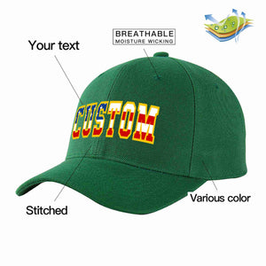 Custom Green Vintage USA Flag-Gold Curved Eaves Sport Baseball Cap Design for Men/Women/Youth