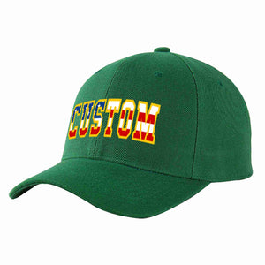 Custom Green Vintage USA Flag-Gold Curved Eaves Sport Baseball Cap Design for Men/Women/Youth