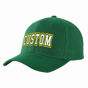 Custom Green White-Kelly Green Curved Eaves Sport Baseball Cap Design for Men/Women/Youth