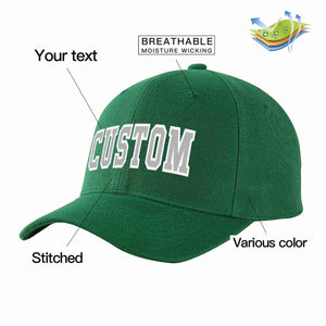 Conception personnalisée de casquette de baseball de sport incurvée vert gris-blanc pour hommes/femmes/jeunes