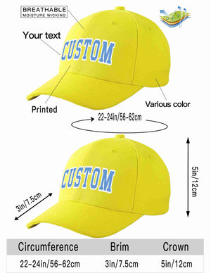 Custom Yellow Light Blue-White Curved Eaves Sport Baseball Cap Design for Men/Women/Youth